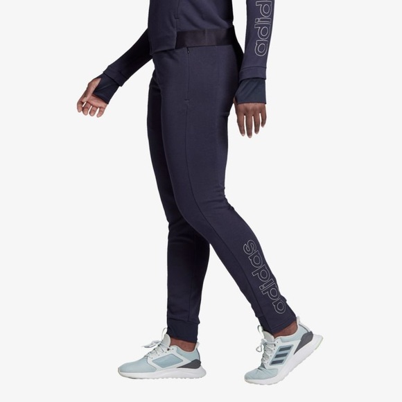 Adidas High Waist Women's Jogger Pants Navy Blue - Picture 7 of 15